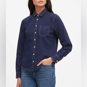 Banana Republic Women’s Navy Button Up Quinn Dark Denim Long Sleeve Size S